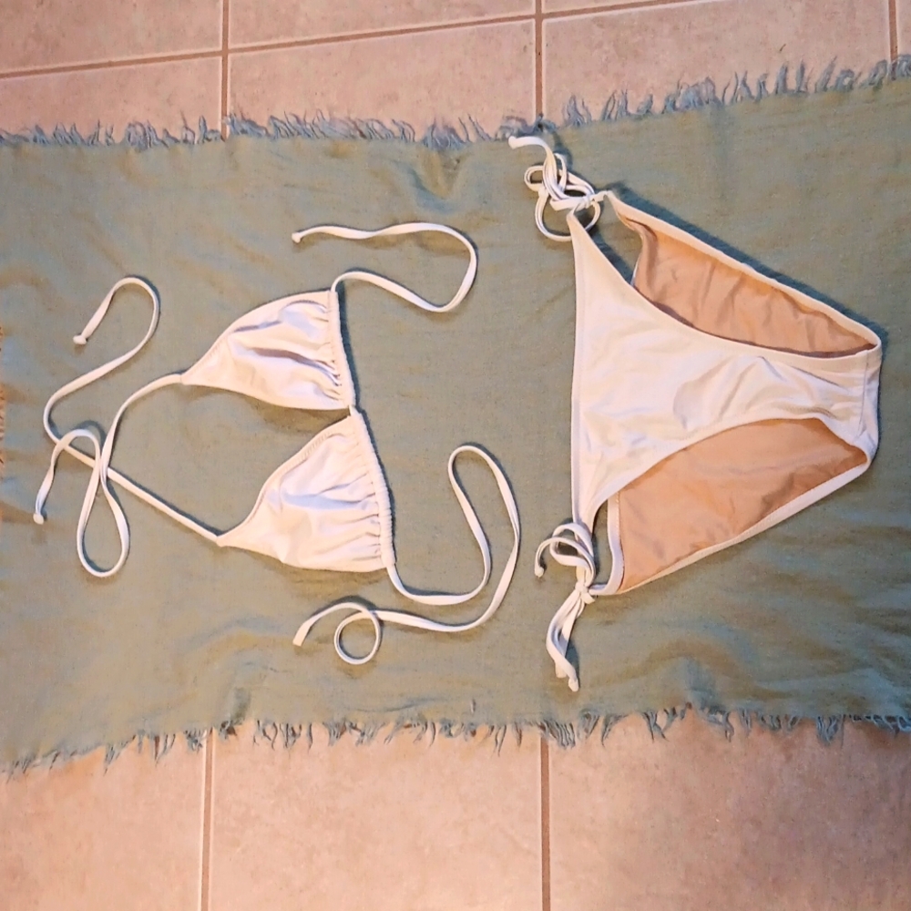 String bikini JCrew, white large top medium bottom